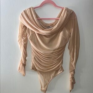 Elegant Tan Long Sleeve Bodysuit